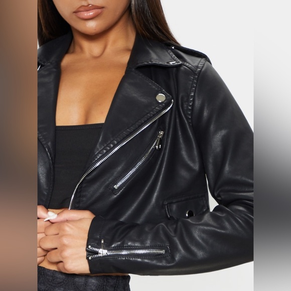 Cropped Faux Leather Jacket - Picture 3 of 14